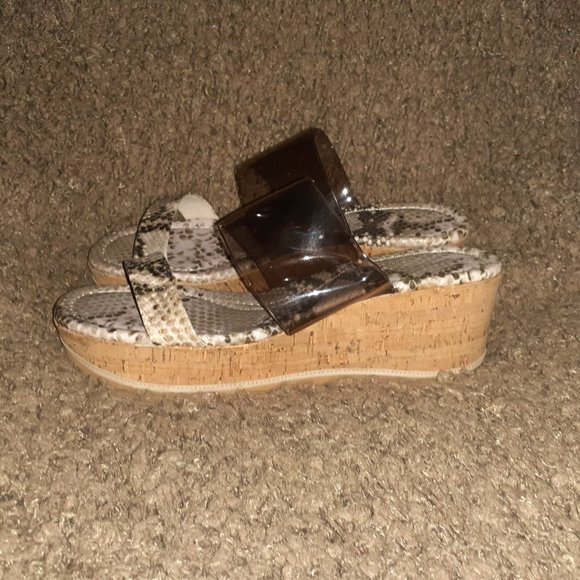 DONALD J PLINER-Sabrina-Slip On Cork Wedge-Snake Print-Sz 8-NWOB - Picture 2 of 7